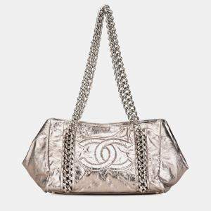 Chanel Silver Medium Metallic Calfskin Modern Chain Tote