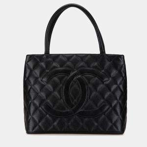 Chanel Black Caviar Medallion Tote 