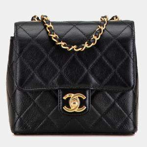 Chanel Black Mini Square Classic Goatskin Retro Flap