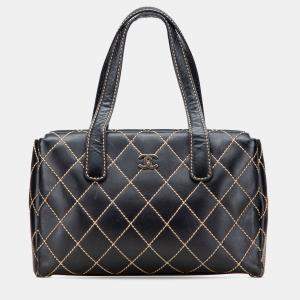 Chanel Black Medium CC Calfskin Wild Stitch Tote