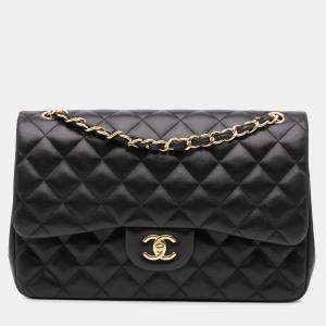 Chanel Black Jumbo Classic Lambskin Double Flap