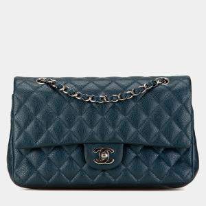 Chanel Blue Medium Classic Caviar Double Flap Bag