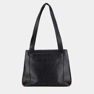 Chanel Black Embroidered Caviar Logo Shoulder Bag