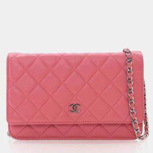 Chanel Pink Lambskin Wallet On Chain