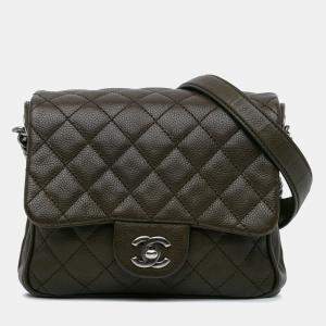 Pre Owned Chanel Brown CC Quilted Caviar Crossbody