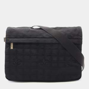 Chanel New Travel Line Black Nylon Canvas Crossbody Shoulder Bag