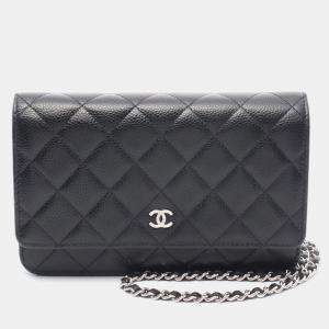 Pre Owned Chanel Classic Black Calfskin Wallet on Chain