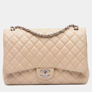 Chanel Brown Maxi Classic Caviar Double Flap