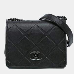 Pre Owned Chanel Black Mini Calfskin Propeller Flap