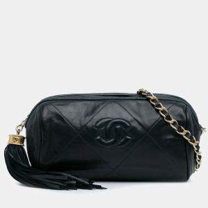 Chanel Blue CC Lambskin Tassel Shoulder Bag
