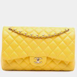Chanel Yellow Jumbo Classic Lambskin Double Flap
