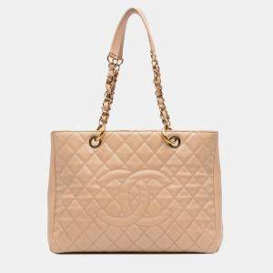 Chanel Beige Caviar Grand Shopping Tote