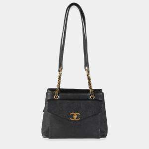 Pre Owned Chanel Vintage 24k Black Front Pocket Shoulder Bag