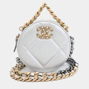 Chanel Grey Leather 19 Round Mini Crossbody Bag