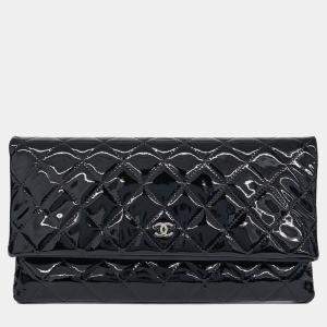 Chanel Black Patent Leather folding clutch