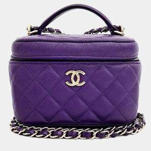 Chanel Black Leather Top Handle Vanity Crossbody Bag