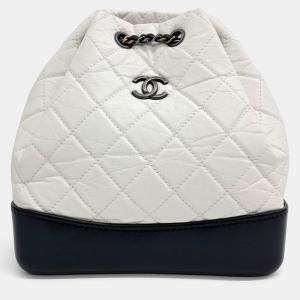 Chanel Black/White Leather Small Gabrielle Backpack