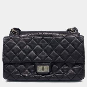 Chanel Black Leather Double Vintage 2.55 Bag