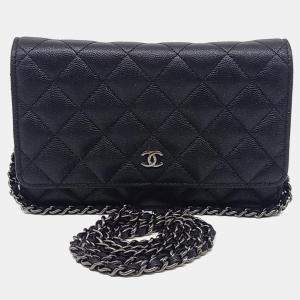 Chanel Black Leather Caviar WOC Mini Crossbody Bag