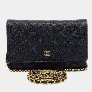 Chanel Black Leather Caviar WOC Crossbody Bag