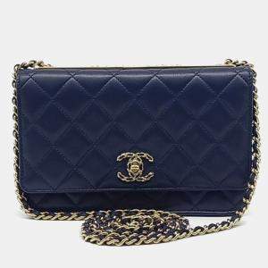 Chanel Navy Blue Leather Lambskin Trendy CC WOC Mini Crossbody Bag