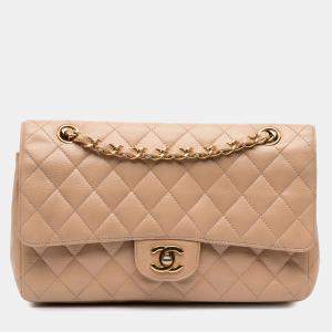 Chanel Beige Medium Classic Caviar Double Flap