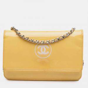 Chanel Yellow CC Patent Wallet On Chain