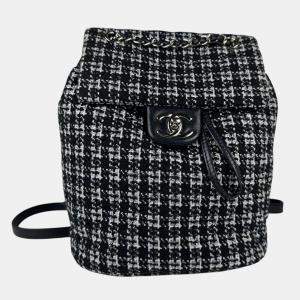 Chanel Black/Purple Tweed Leather Backpack SHW