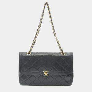 Chanel Black Lambskin Matelassé Paris Limited W-Flap Shoulder Bag