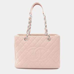 Chanel Grand GST Pink Grained Calfskin Leather Matelassé Tote
