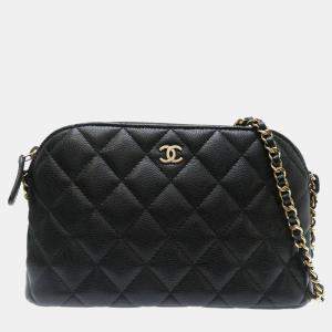 Chanel Matelasse Black Caviar Leather Chain Shoulder Bag