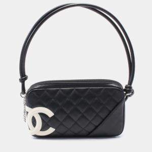 Pre Owned Chanel Cambon Ligne Black/White Leather Handbag