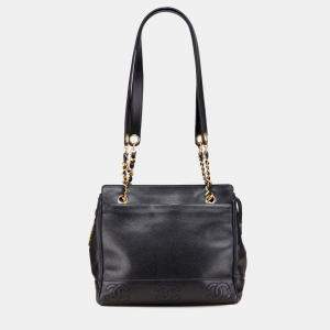 Pre Owned Chanel Black Triple CC Caviar Shoulder Bag