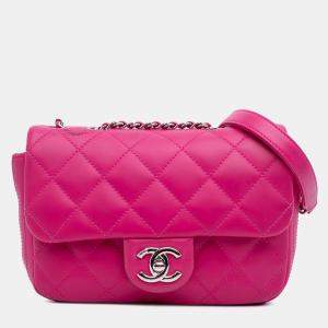 Pre Owned Chanel Pink Paris Seoul Small Rubber Coco Rain Flap