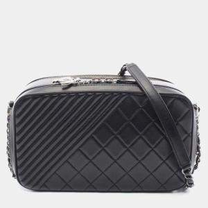 Pre Owned Chanel Boy Black Lambskin Leather Camera Bag
