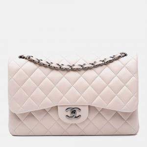 Pre Owned Chanel Classic Double Flap Jumbo Lambskin Shoulder Bag