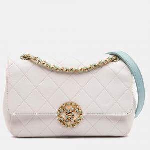 Pre Owned Chanel Single Flap Quilted Calfskin CC Shoulder Bag