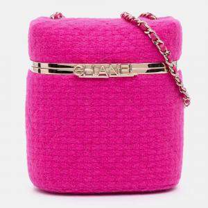 Chanel Pink Quilted Tweed Vanity Case