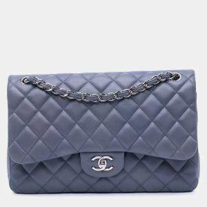 Chanel Grey Jumbo Classic Lambskin Double Flap