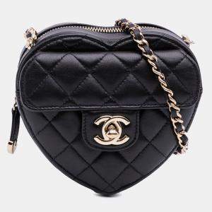 Chanel Black Mini Lambskin CC in Love Heart Crossbody