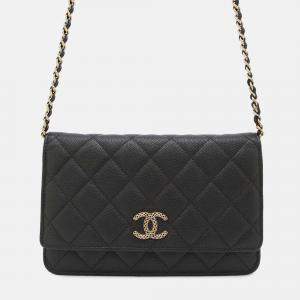 Chanel Classic Black Caviar Leather Wallet On Chain 