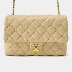Pre Owned Chanel Turnlock CC Lambskin Chain Shoulder Bag