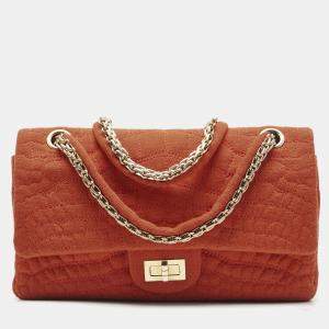 مملوكة مسبقًا Chanel Orange Quilted Jersey Classic 225 Reissue 2.55 Flap Bag