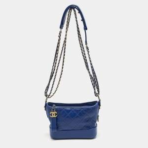 Pre Owned Chanel Blue Quilted Leather Small Gabrielle Bag