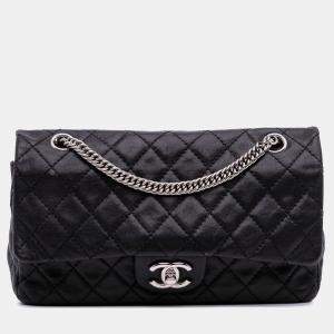 Pre Owned Chanel Black Medium Classic Washed Lambskin Bijoux Chain Double Flap