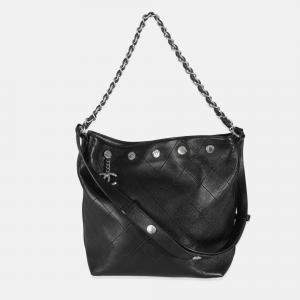 Chanel Black Quilted Calfskin CC Large Button Bucket Bag