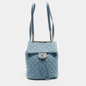 Chanel Light Blue Quilted Denim Small Urban Spirit Backpack