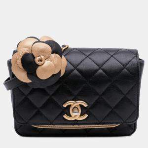 Chanel Black Small Quilted Lambskin Private Affair Camellia Flap