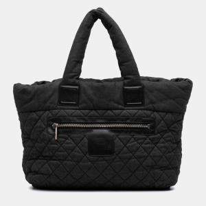 Chanel Black Large Quilted Denim Coco Cocoon Tote