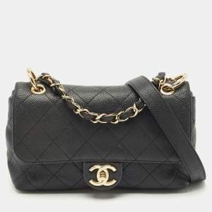 Chanel Black Quilted Caviar Leather Small City Walk Flap Bag